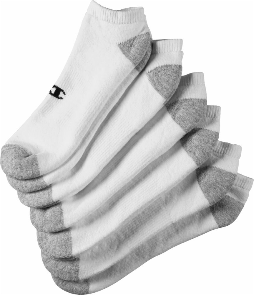 slide 1 of 1, Champion Performance Men's Low-Cut Athletic Socks - 6 Pack - White/Gray, 10 ct