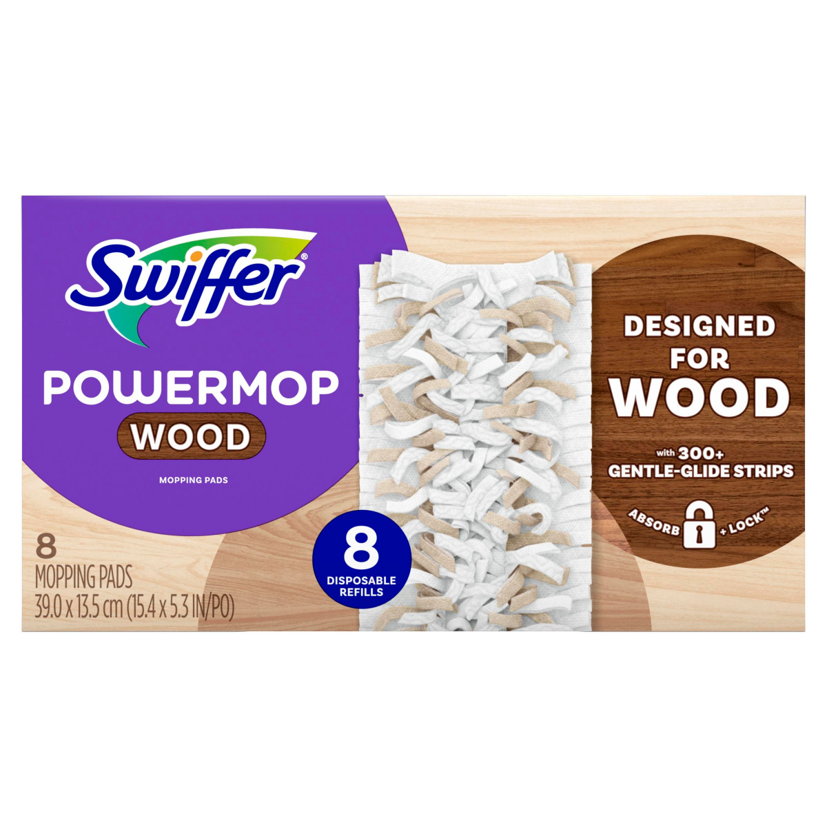 slide 8 of 29, Swiffer PowerMop Wood Mopping Pad Refills for Floor Cleaning, 8 ct