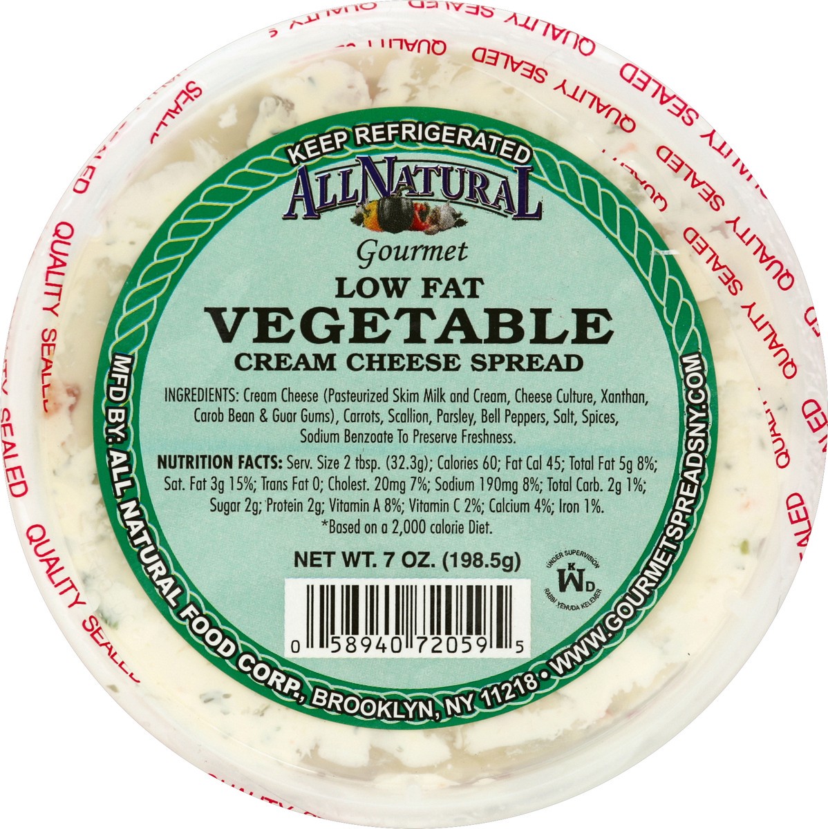 slide 3 of 3, All Natural Cream Cheese Spread, Low Fat, Vegetable, 7 oz