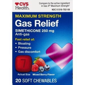 slide 1 of 1, Cvs Health Maximum Strength Gas Relief Soft Chewables, Mixed Berry, 20 Ct, 30 ct