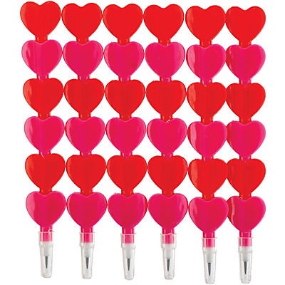 slide 1 of 1, Fun Express Red Stacking Hearts Valentine Pencils, 6 ct