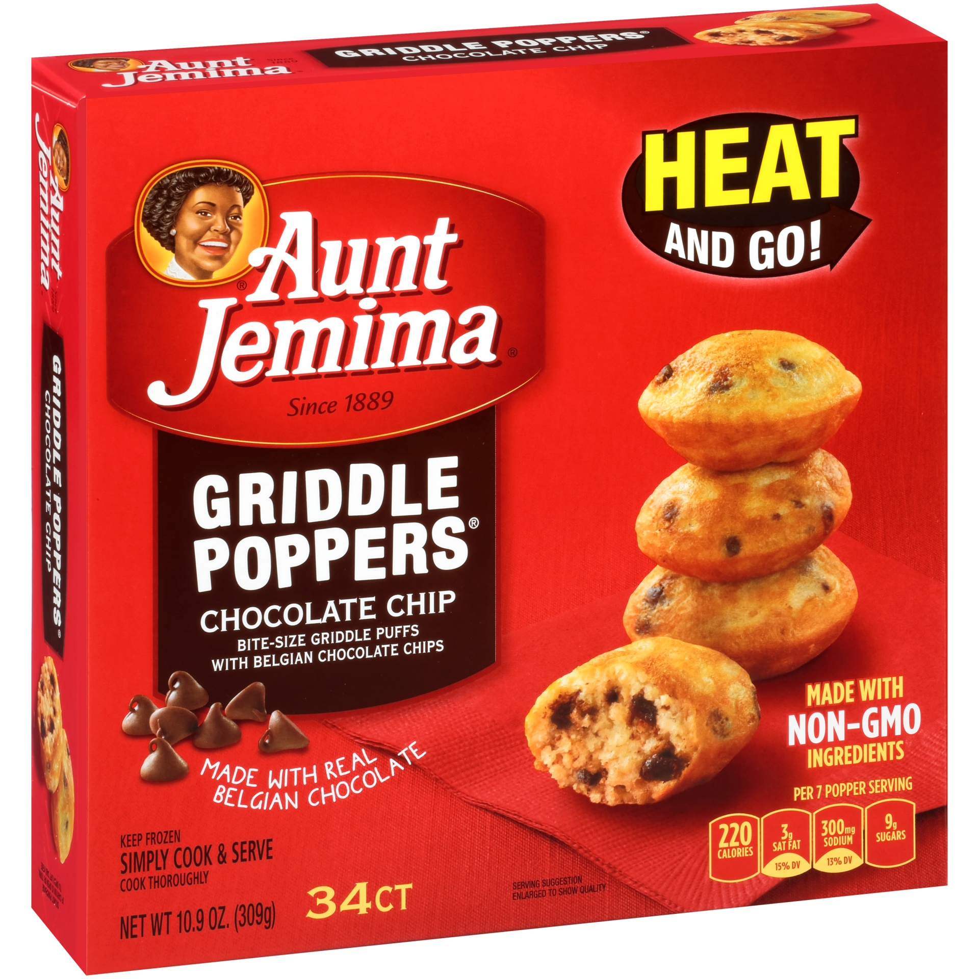 slide 1 of 1, Aunt Jemima Chocolate Chip Griddle Poppers, 10.9 oz