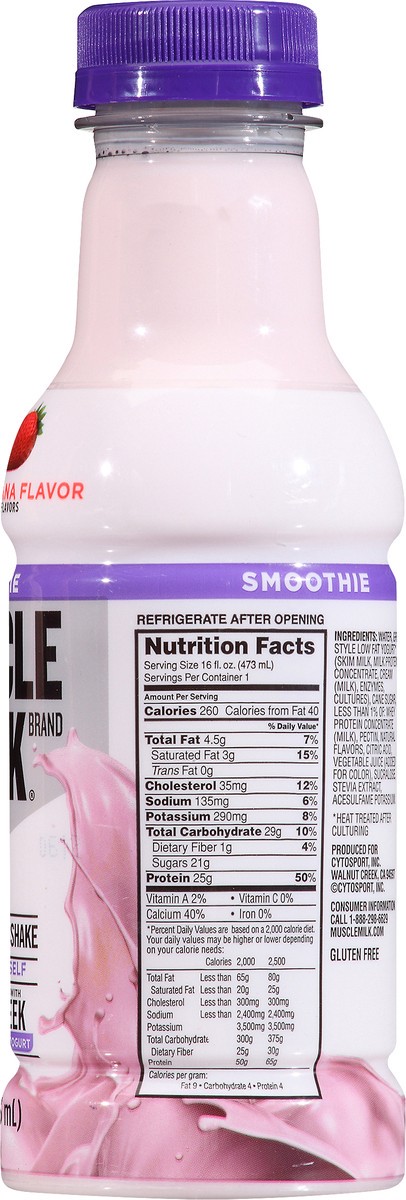 slide 9 of 11, Muscle Milk Smoothie Yogurt Strawberry Banana Flavor Protein Shake 16 oz, 16 oz