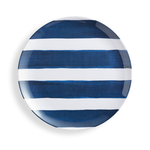 slide 1 of 1, Hy-Vee Seasons Striped Dinner Plate In Blue, 1 ct