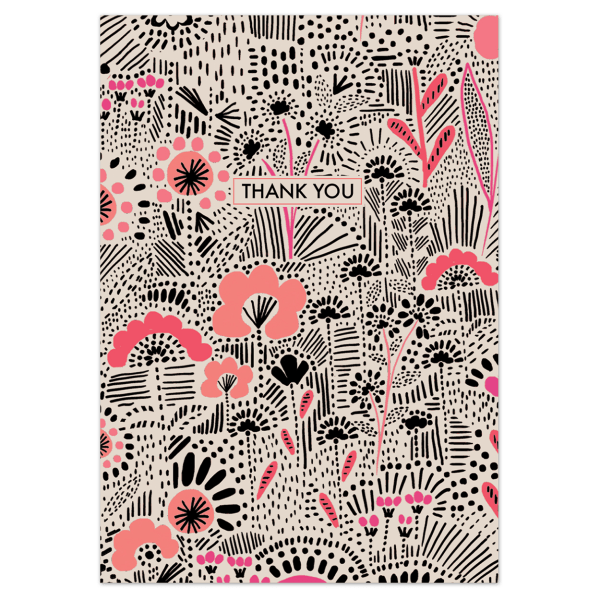 slide 2 of 2, Punch Studio Thank You Cards, 3-1/2"" X 5"", Floral Dots, Box Of 12 Cards, 12 ct