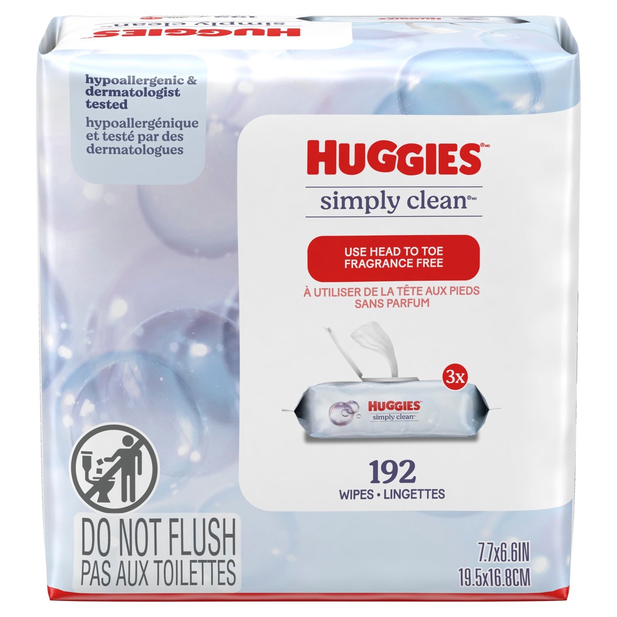 slide 1 of 7, Huggies Simply Clean Unscented Wipes, 3 Flip-Top Packs (192 Wipes Total), 3 ct