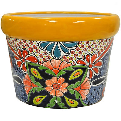 slide 1 of 1, Blue Orange Pottery Large Talavera Queso Plant Pot, 1 ct