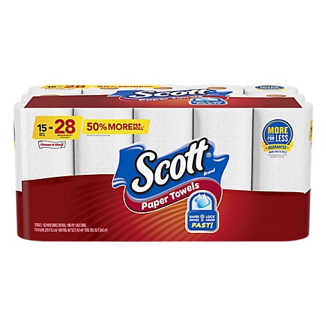 slide 1 of 1, Scott Paper Towel Choose-A-Sheet Mega Roll 1-Ply Wrapper, 15 ct