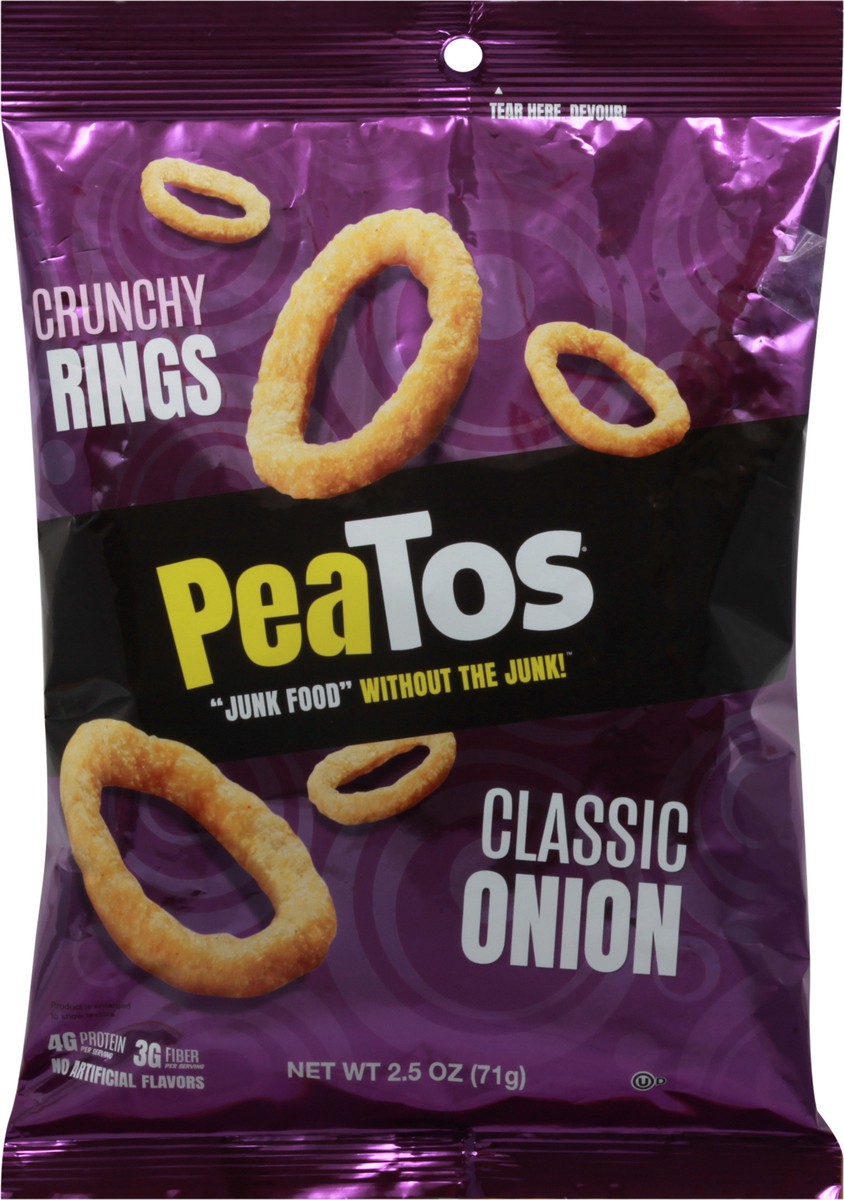 slide 10 of 13, PeaTos Classic Onion Crunchy Rings, 2.5 oz