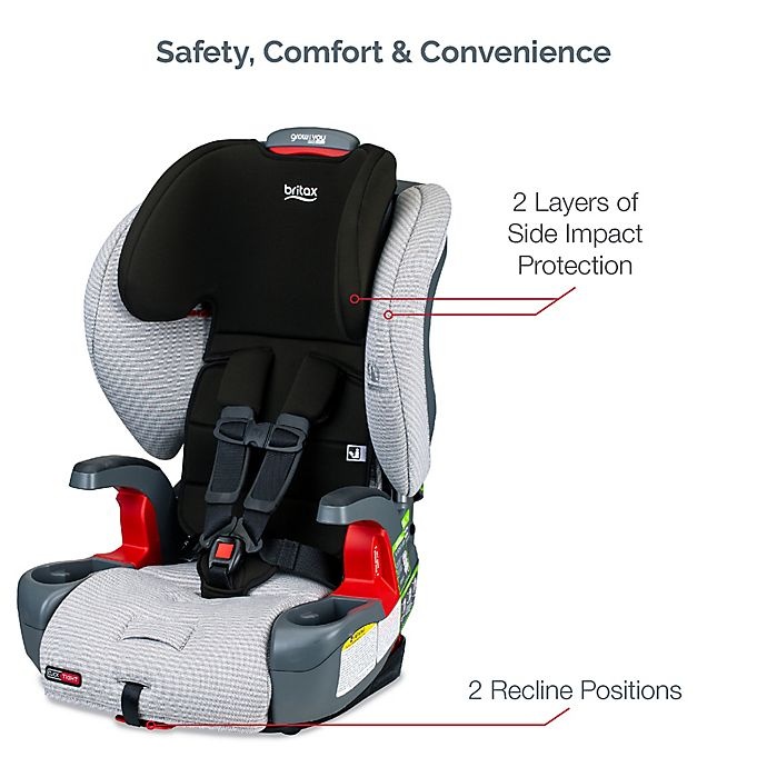 slide 8 of 12, Britax Grow With You ClickTight Clean Comfort Harness-2-Booster Car Seat - Light Grey, 1 ct