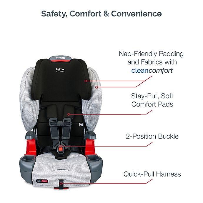 slide 10 of 12, Britax Grow With You ClickTight Clean Comfort Harness-2-Booster Car Seat - Light Grey, 1 ct