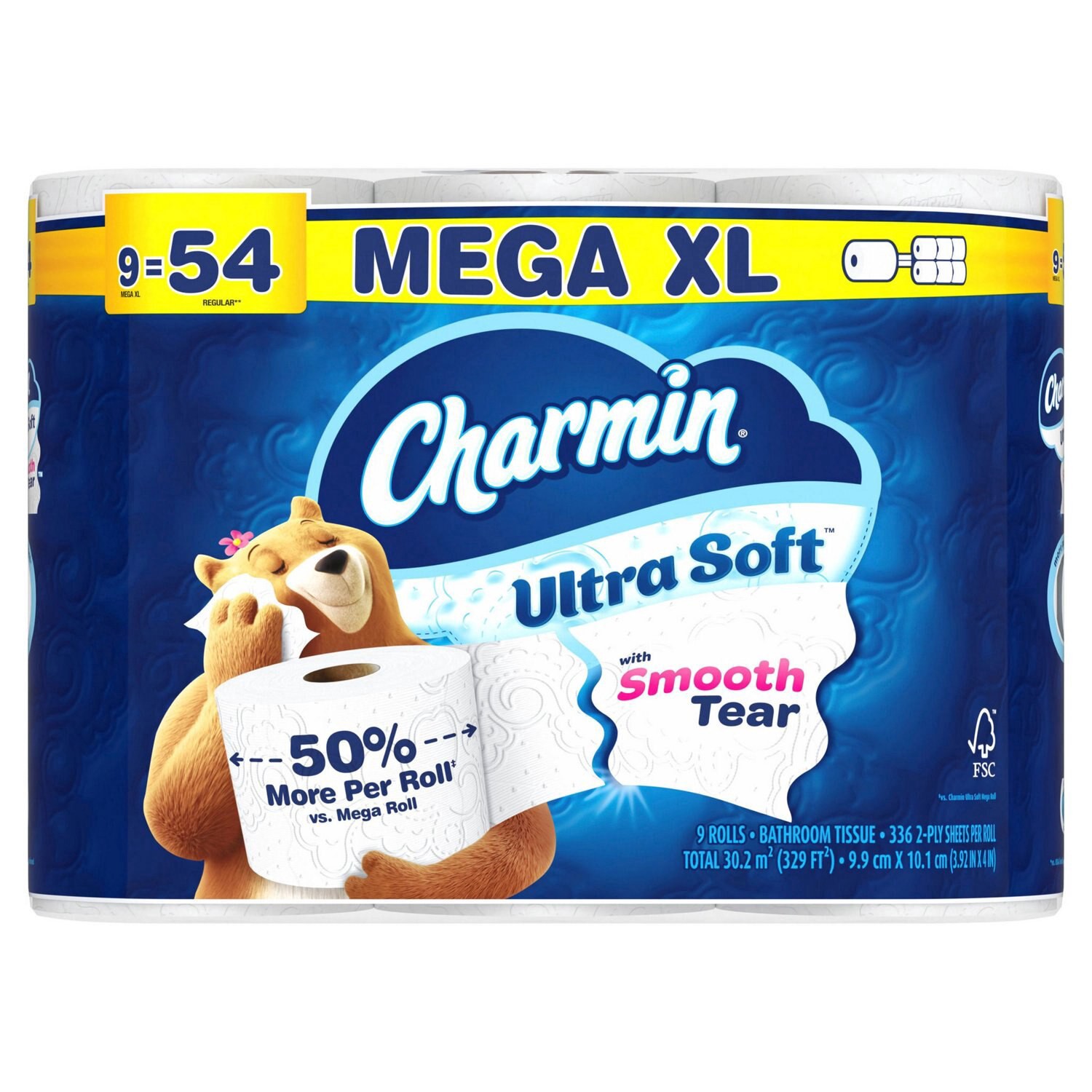 slide 11 of 16, Charmin Ultra Soft Toilet Paper, 9 Mega Xl Rolls, 336 sht