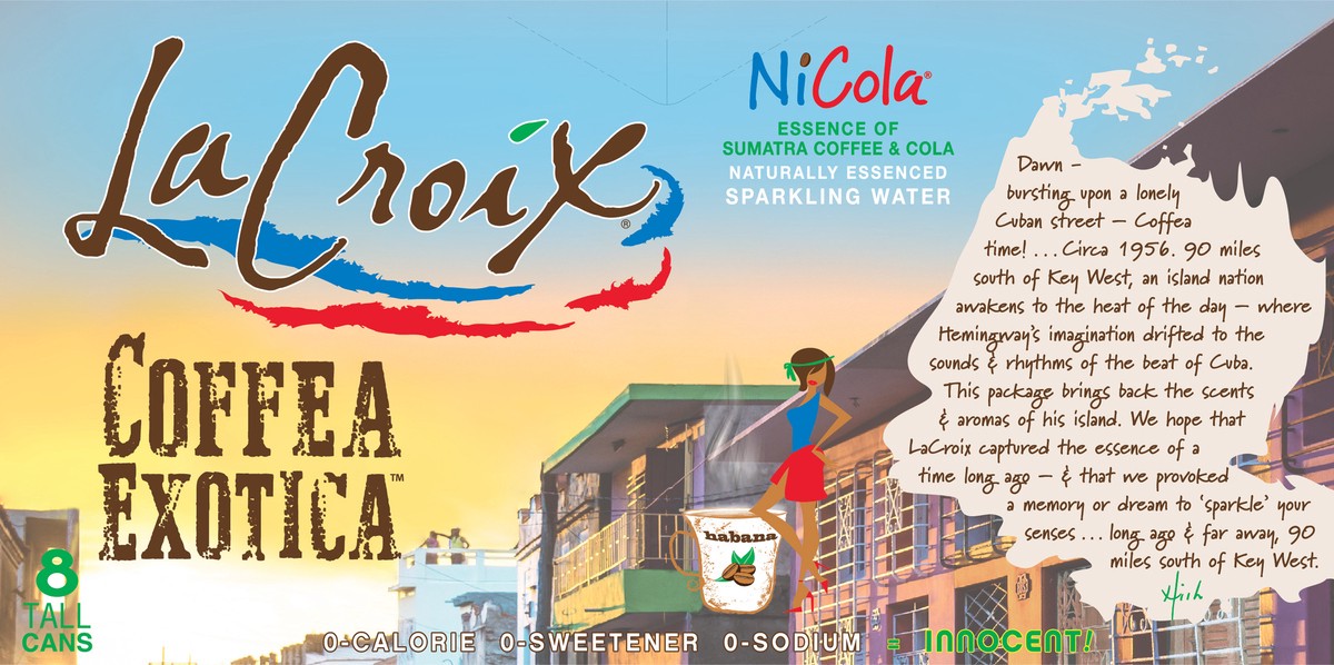 slide 7 of 10, La Croix NiCola Coffea Exotica Sparling Water 8 - 12 fl oz Cans, 8 ct