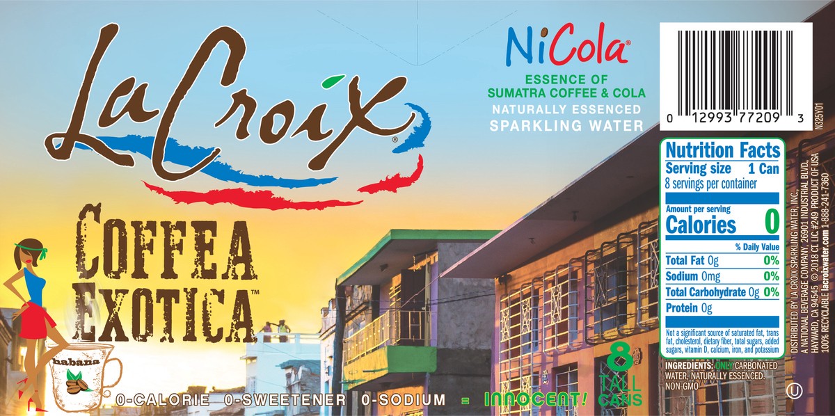 slide 4 of 10, La Croix NiCola Coffea Exotica Sparling Water 8 - 12 fl oz Cans, 8 ct