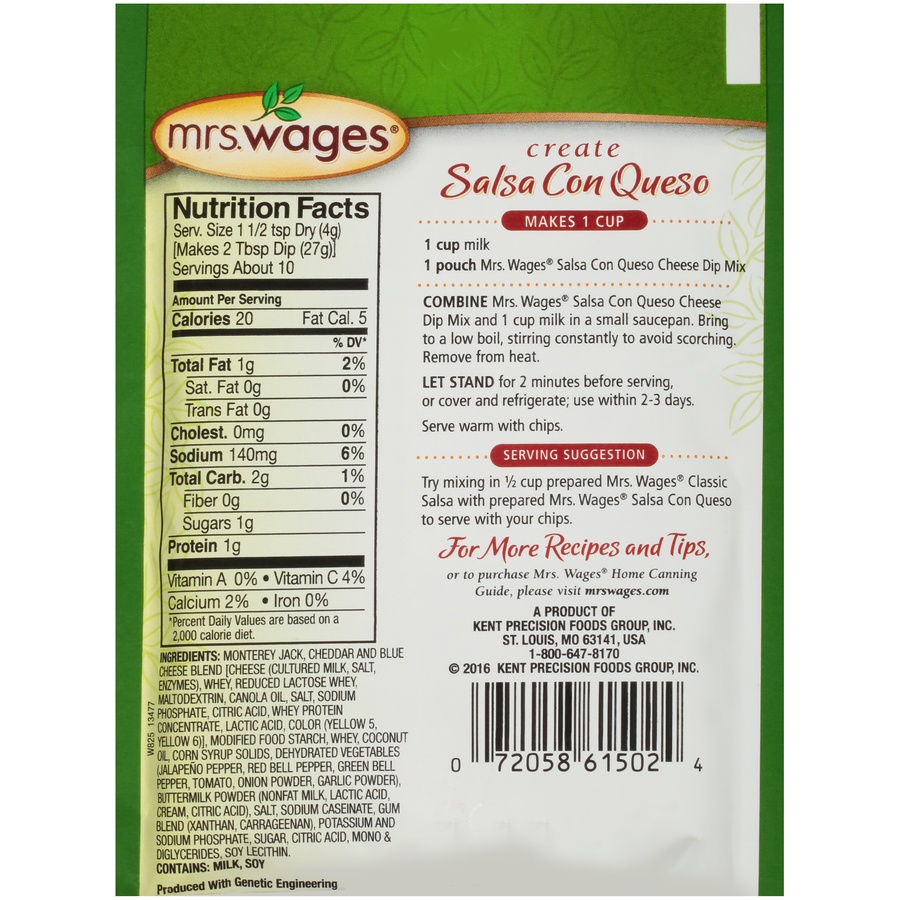 Mrs. Wages Mrs.Wages Medium Salsa Con Queso Cheese Dip Mix 1.5 oz | Shipt