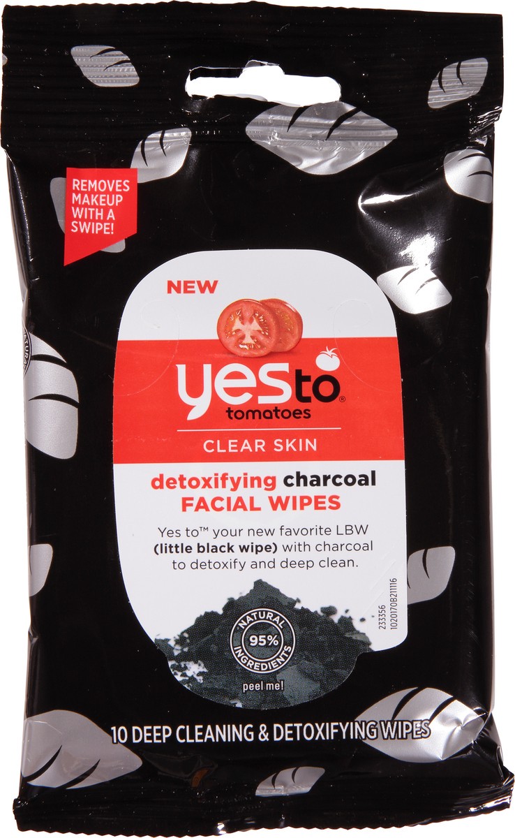 slide 6 of 9, Yes to Tomatoes Detoxifying Charcoal Facial Wipes 10 ea, 10 ct