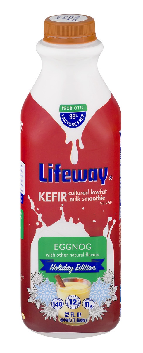 slide 1 of 8, Lifeway Kefir Cultured Lowfat Milk Smoothie Eggnog, 32 fl oz