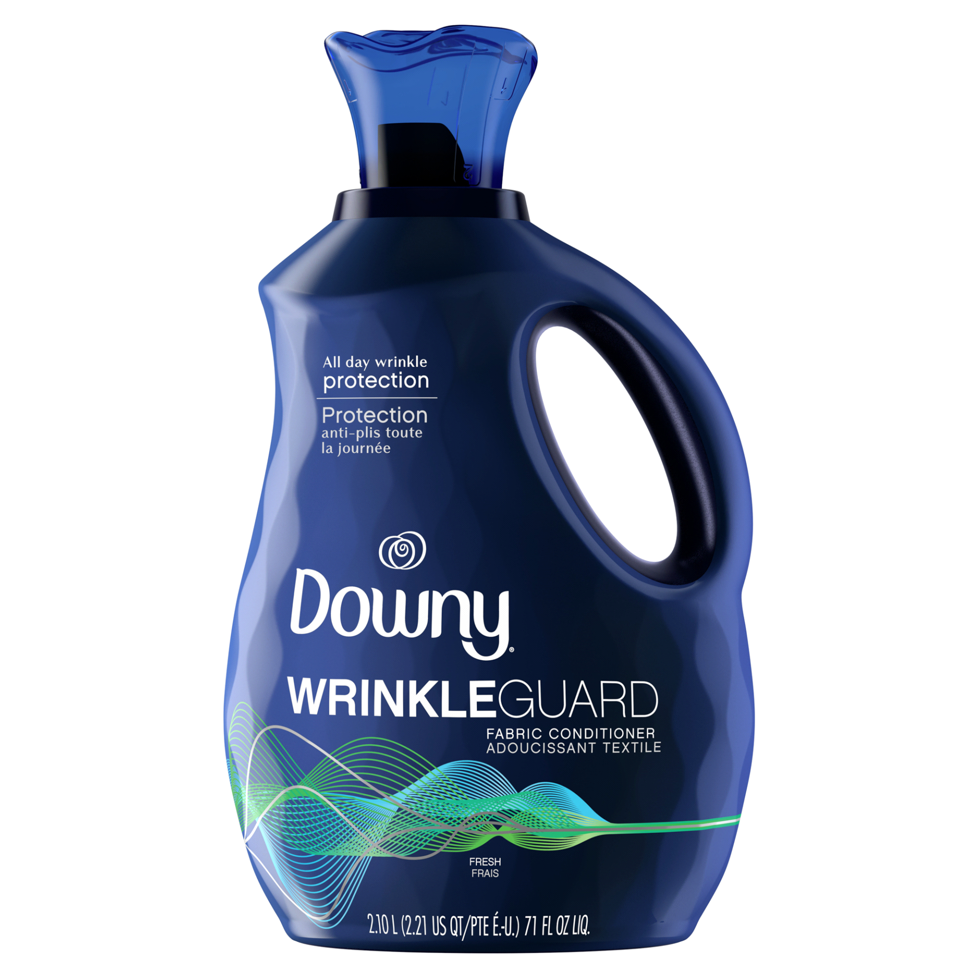 slide 1 of 1, Downy Wrinkleguard Liquid Fabric Softener And Conditioner, Fresh Bottle, 71 fl oz