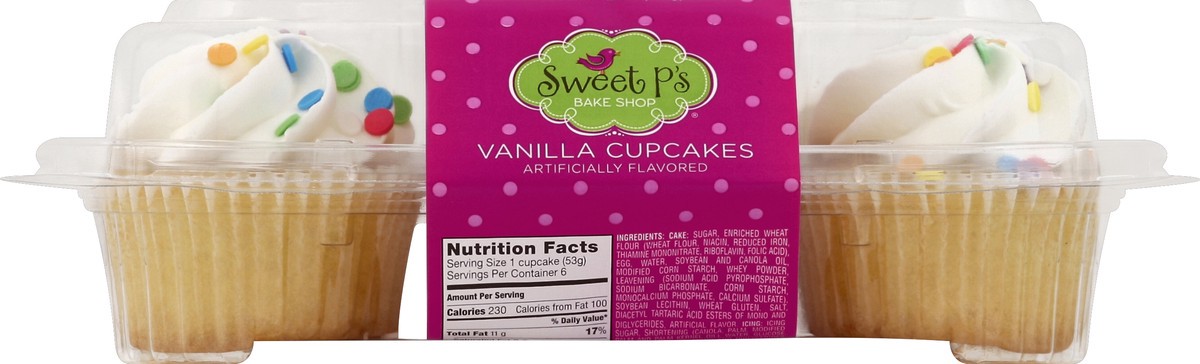 slide 5 of 6, Sweet P's Bake Shop Vanilla Cupcakes 6 ea,