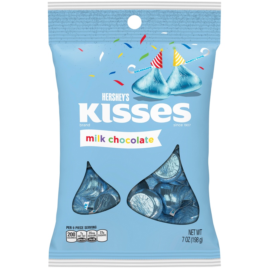 slide 1 of 1, Kisses Birthday Milk Chocolates With Light Blue Foils, 7 oz