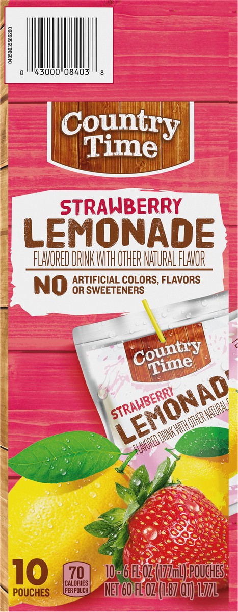 slide 3 of 9, Country Time Strawberry Lemonade 10 - 6 fl oz Pouches, 10 ct