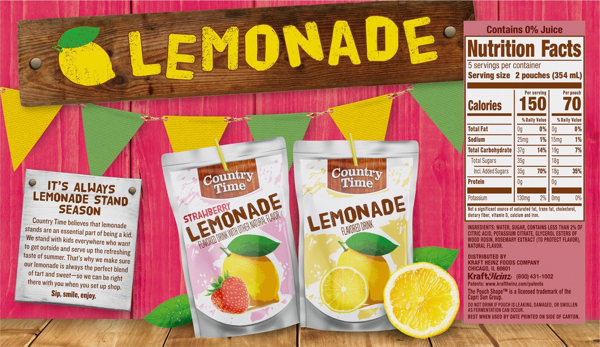 slide 4 of 9, Country Time Strawberry Lemonade 10 - 6 fl oz Pouches, 10 ct
