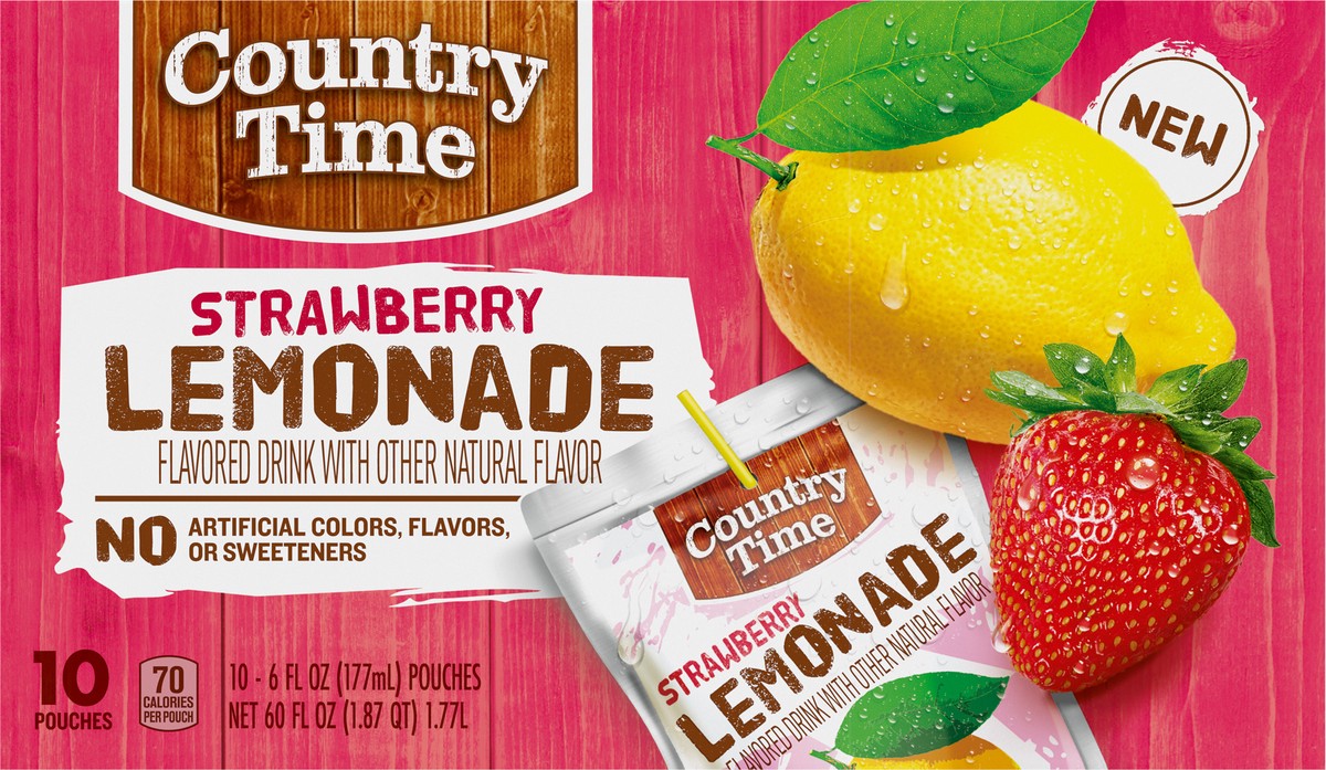 slide 6 of 9, Country Time Strawberry Lemonade 10 - 6 fl oz Pouches, 10 ct