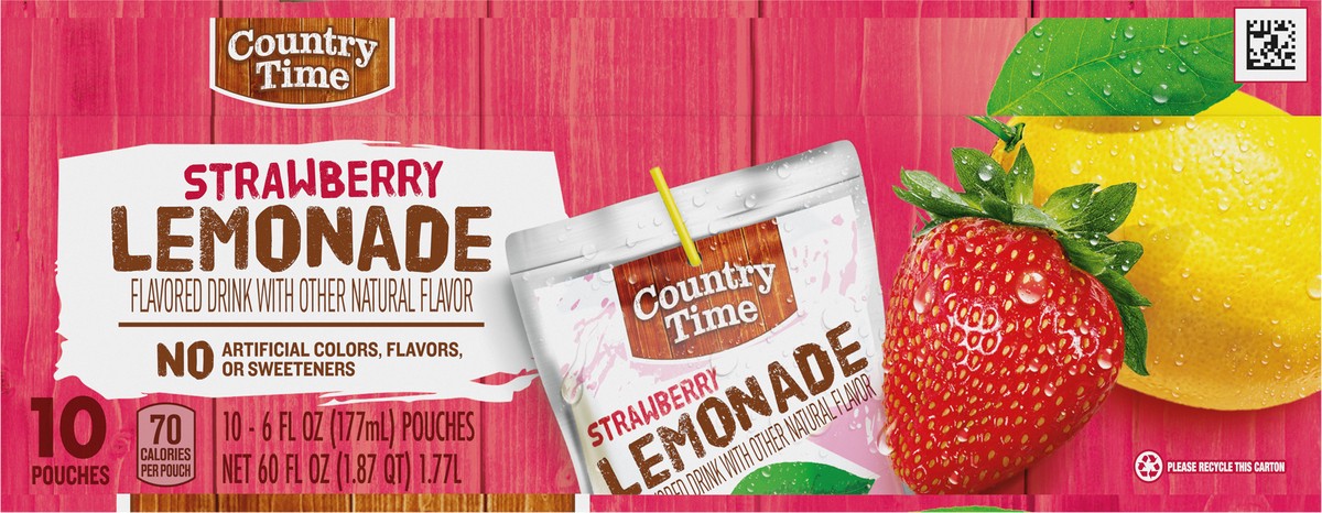 slide 7 of 9, Country Time Strawberry Lemonade 10 - 6 fl oz Pouches, 10 ct