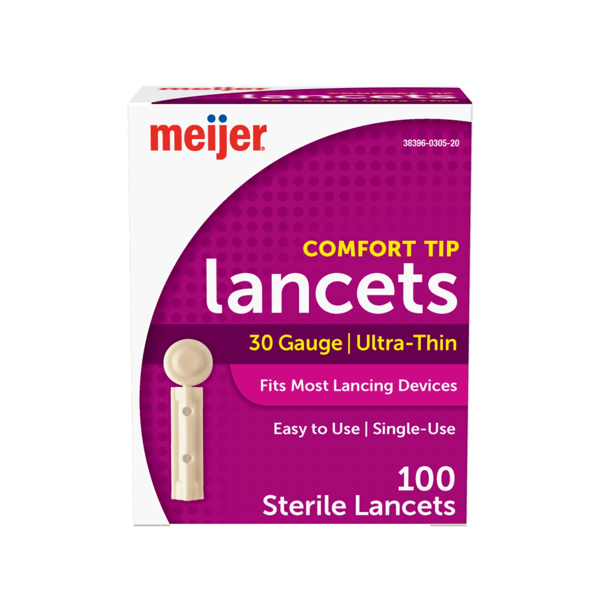 slide 1 of 1, Meijer 30 Gauge Lancets, 100 ct