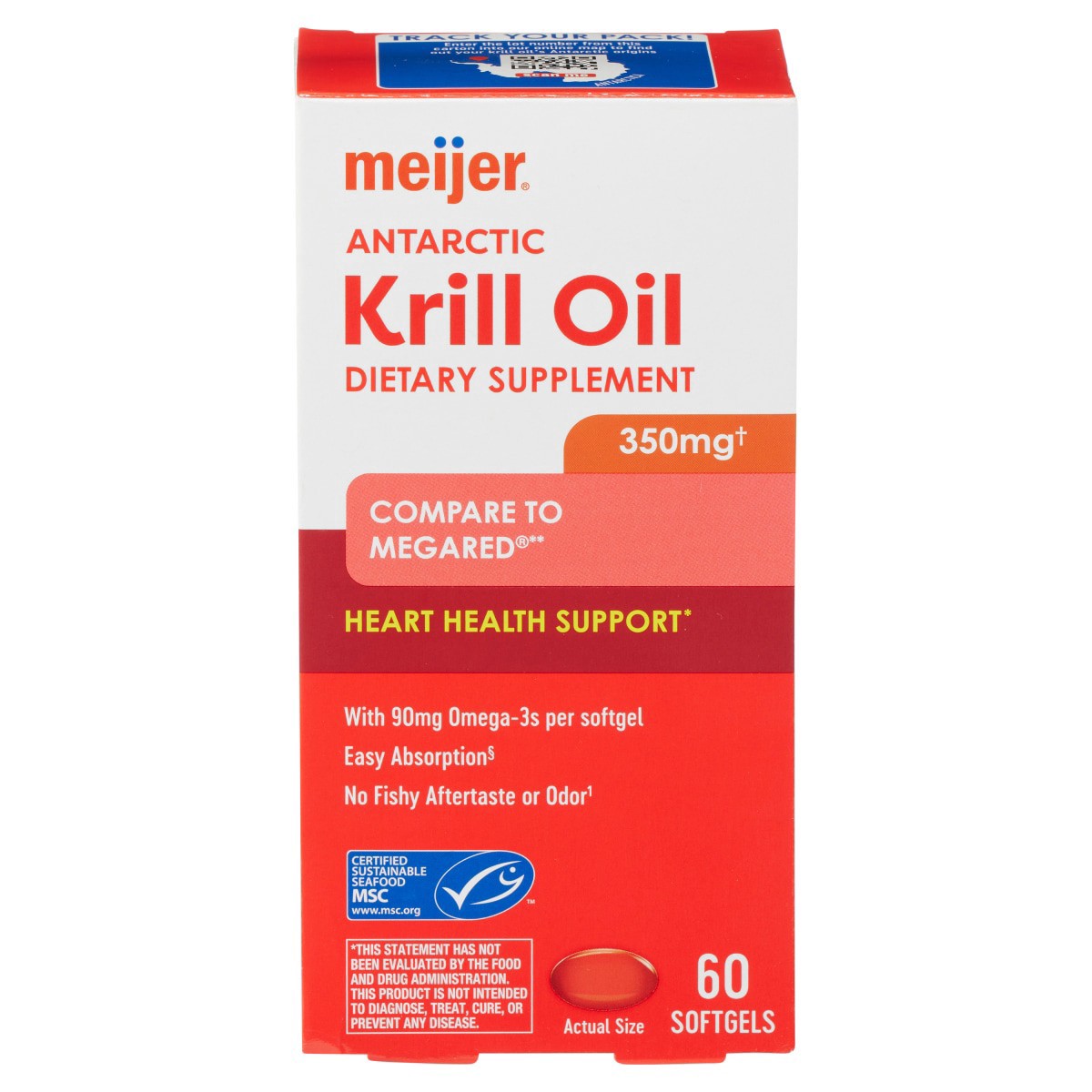 slide 1 of 29, Meijer Omega 3 Krill Oil Softgels, 350 mg, 60 ct