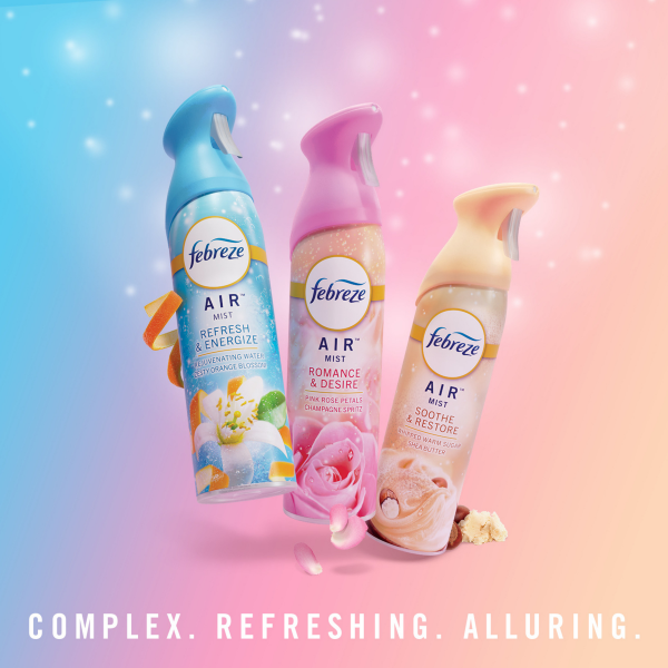 slide 26 of 29, Febreze Air Mist Romance & Desire, Mood-Enhancing Home Air Freshener Spray Aerosol Can, Pack of 2, 8.8 oz