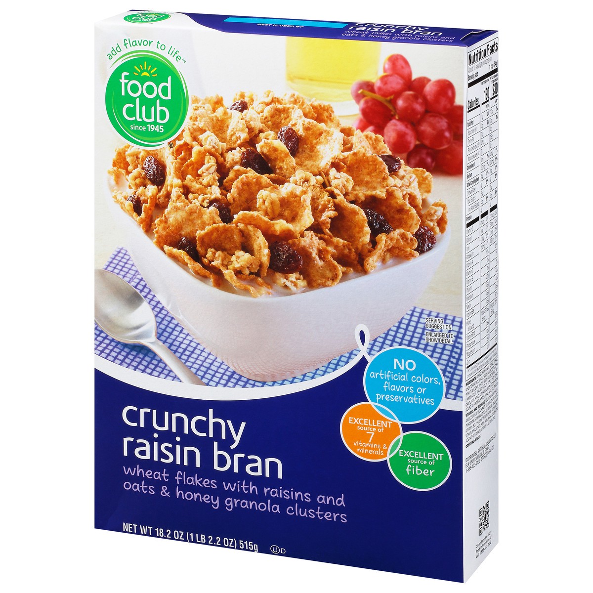 slide 2 of 11, Food Club Cereal, Raisin Bran, Crunchy, 18.19 oz