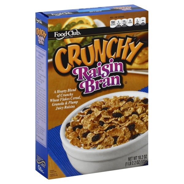 slide 1 of 1, Food Club Cereal, Raisin Bran, Crunchy, 18.19 oz