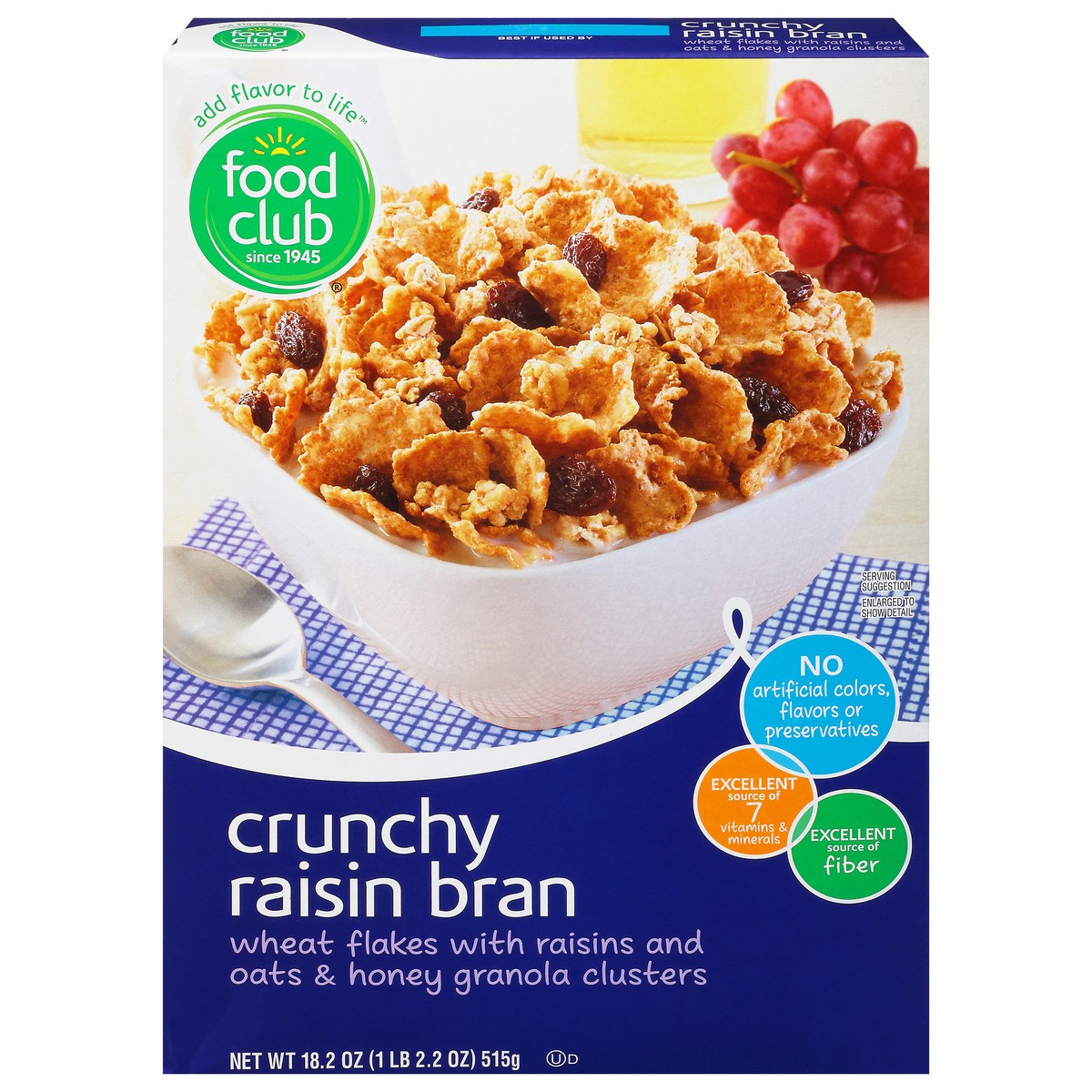 slide 9 of 11, Food Club Cereal, Raisin Bran, Crunchy, 18.19 oz