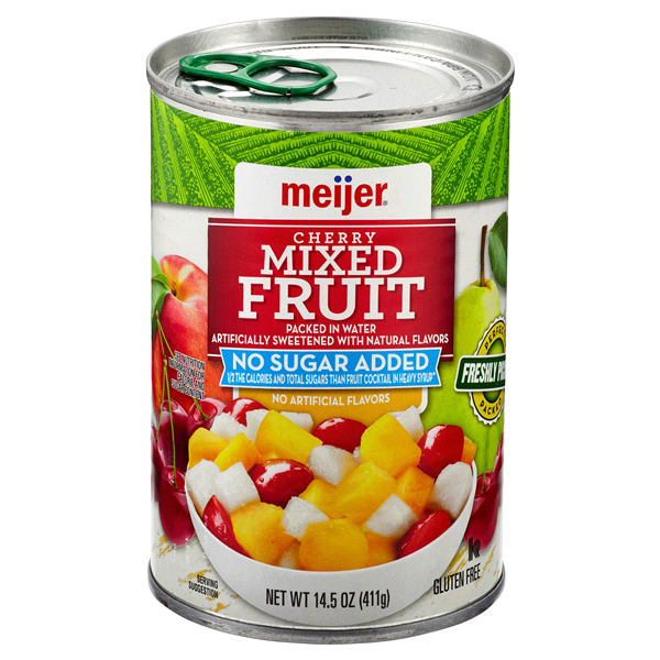 slide 1 of 2, Meijer No Sugar Added Mixed Fruit with Extra Cherries, 15 oz
