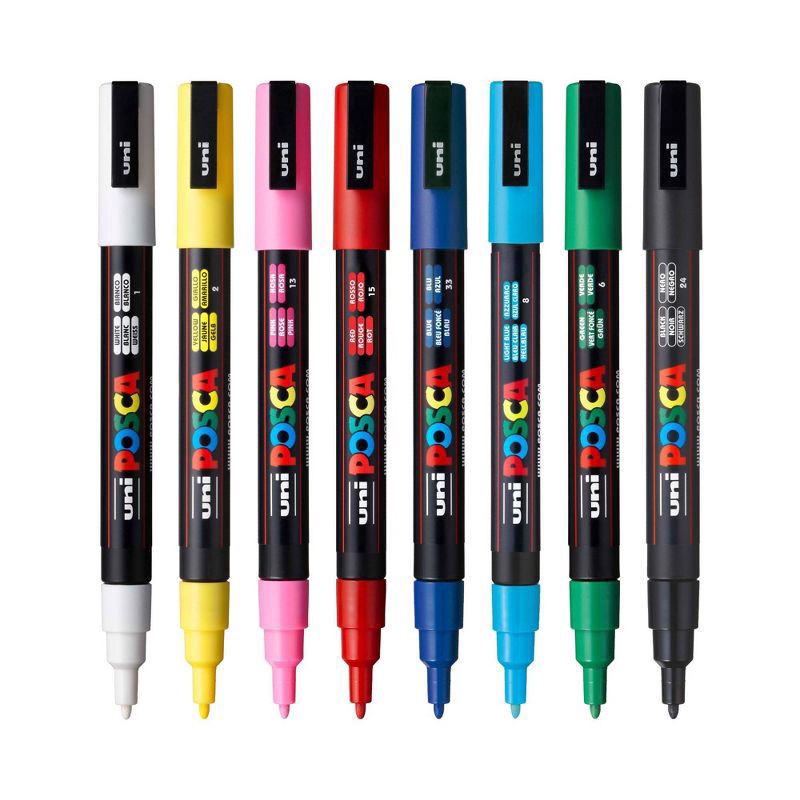 slide 5 of 13, uni-ball 3m Water-Based Paint Markers, Reversible Fine Tip, Assorted Colors, Pack Of 8 Markers, 8 ct