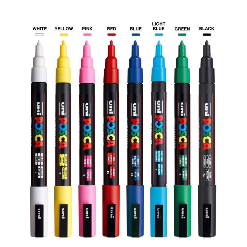 slide 2 of 13, uni-ball 3m Water-Based Paint Markers, Reversible Fine Tip, Assorted Colors, Pack Of 8 Markers, 8 ct