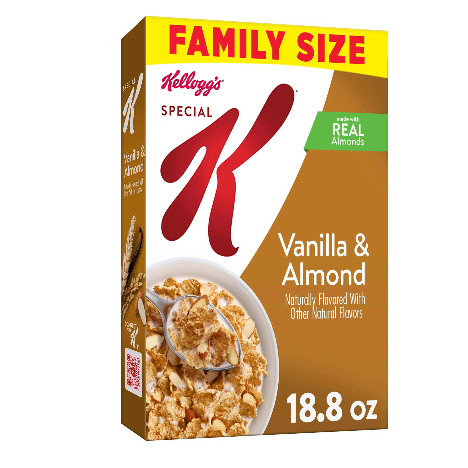 slide 1 of 5, Special K Kellogg''s Special K Breakfast Cereal, 11 Vitamins and Minerals, Made with Real Almonds, Family Size, Vanilla and Almond, 18.8oz Box, 1 Box, 18.8 oz