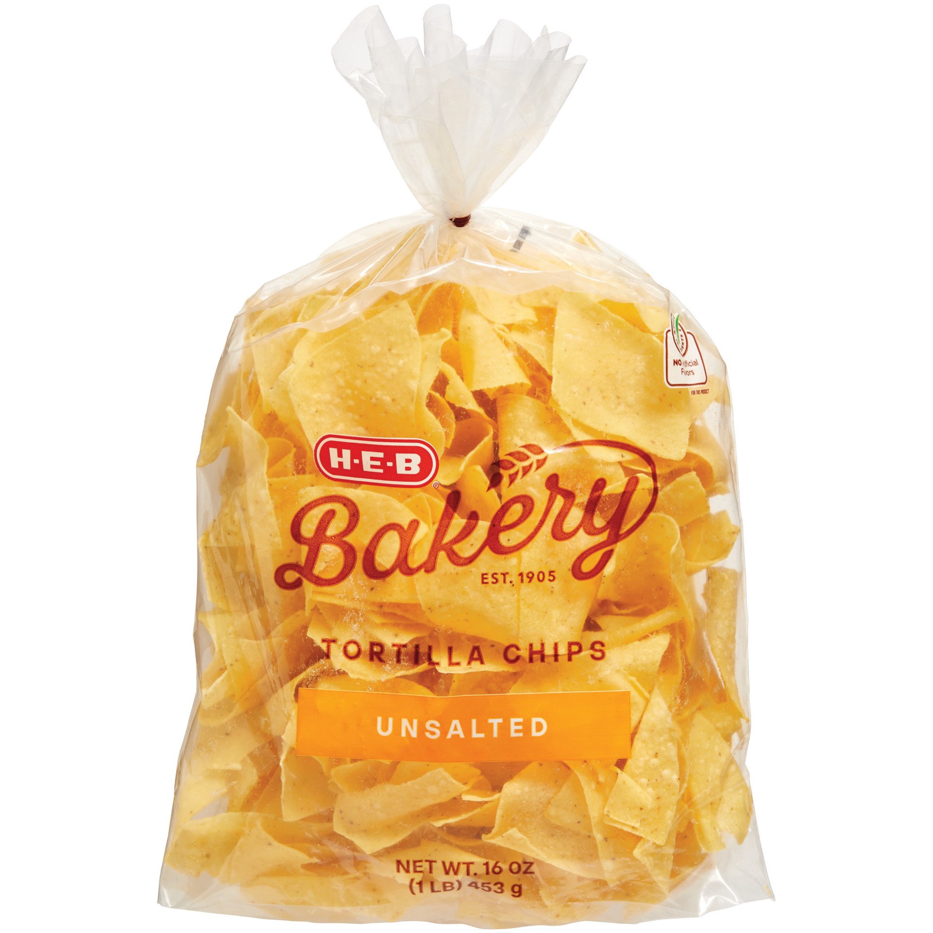 slide 1 of 1, H-E-B Bakery Tortilla Chips - Unsalted, 16 oz
