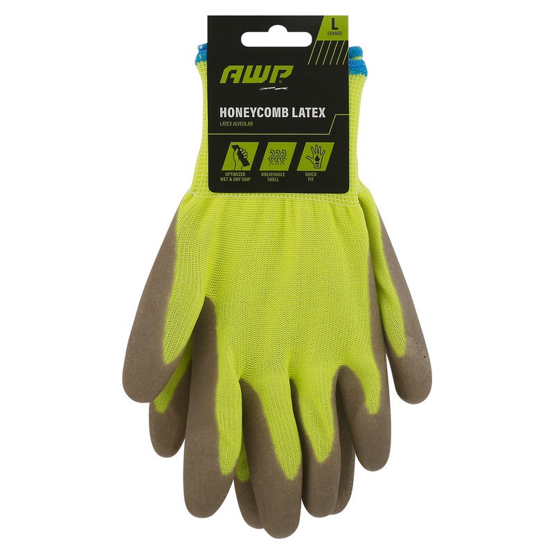 slide 1 of 1, Awp Work Gloves, Honeycomb Latex, L, 1 ct