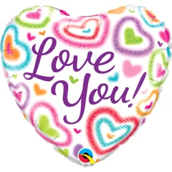 Love You Fuzzy Hearts 18 Foil balloon