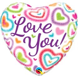 Love You Fuzzy Hearts 18 Foil balloon