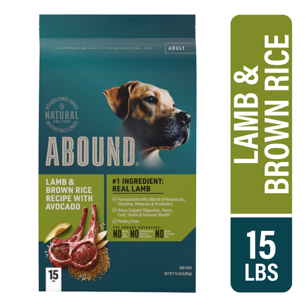 slide 5 of 6, Abound Lamb & Brown Rice Recipe With Avocado Dry Dog Food, 15 lb