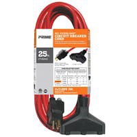 slide 5 of 5, Prime Wire & Cable No Overload Triple-Tap Circuit Breaker Extension Cord - SJTW 14/3, 25 ft