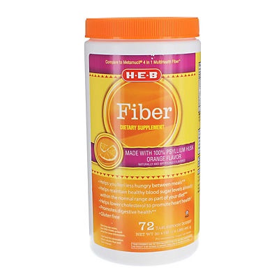 slide 1 of 1, H-E-B Orange Fiber Supplement Powder, 3.4 oz