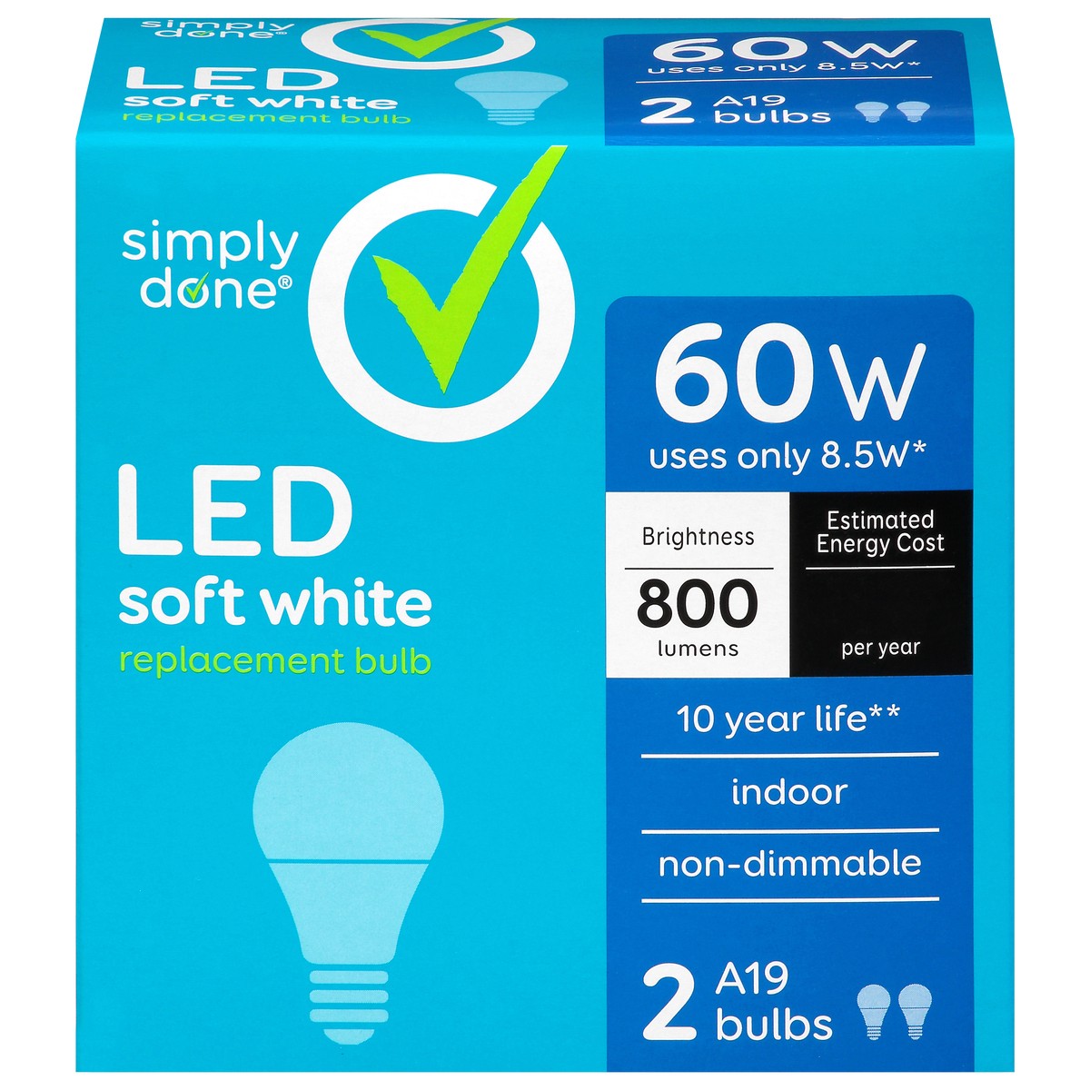 slide 2 of 4, Simply Done 8.5 Watts Soft White LED Light Bulbs 2 ea, 1 ct