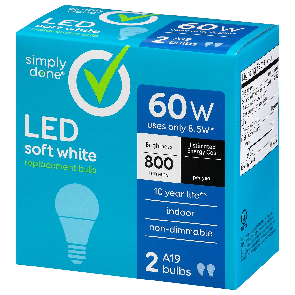 slide 3 of 4, Simply Done 8.5 Watts Soft White LED Light Bulbs 2 ea, 1 ct