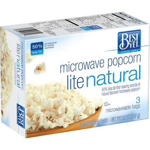 slide 1 of 1, Best Yet Natural Lite Microwaveable Popcorn 3 Pack, 8.7 oz