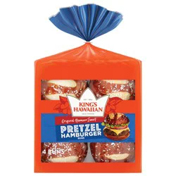 King's Hawaiian Pretzel Hamburger Buns, 4 ct, 10.5 oz