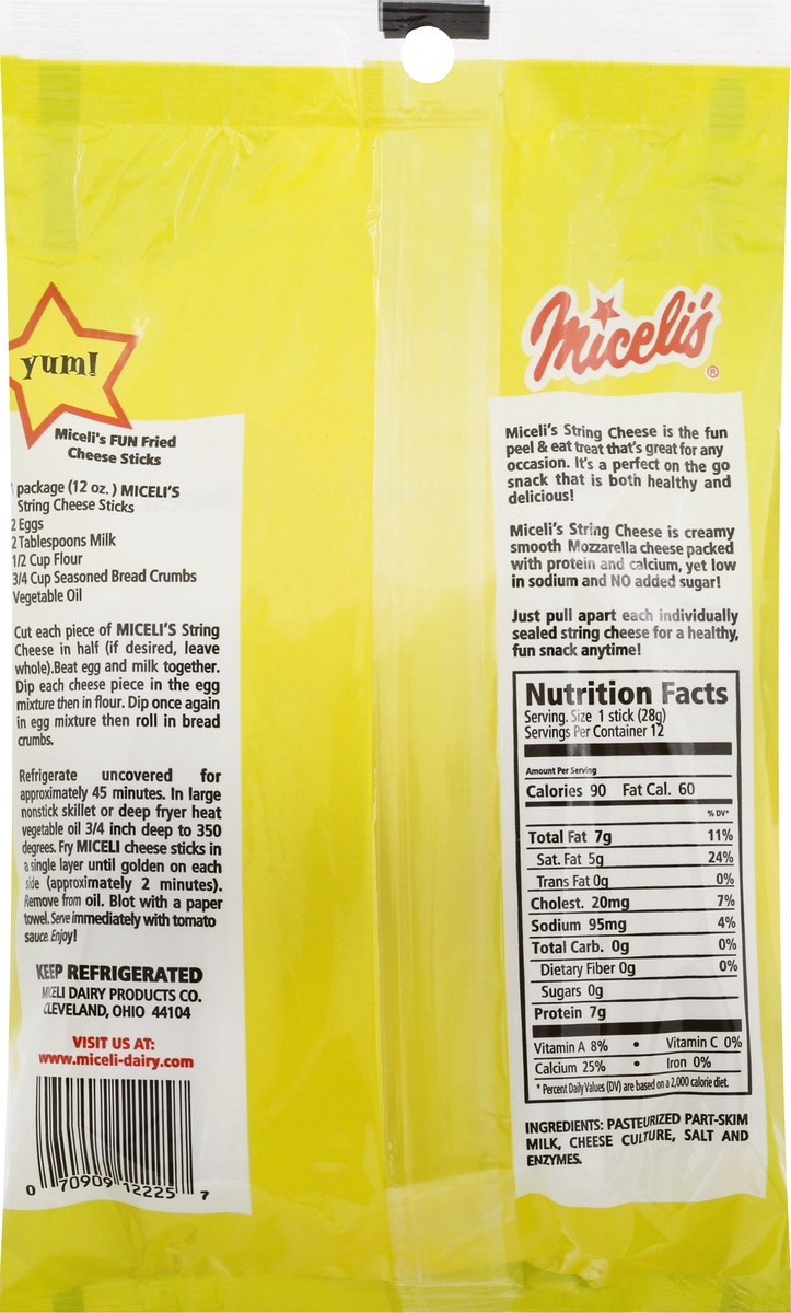 slide 3 of 9, Miceli's Family Pack Part-Skim Low-Moisture Mozzarella String Cheese 12 oz, 12 oz